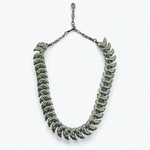 Vintage Coro Silver Tone Moon Link Statement Necklace Chunky Collar Choker Artsy